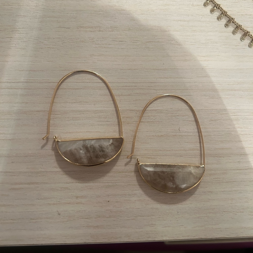Anthropologie Gold and Gray Crescent Earrings